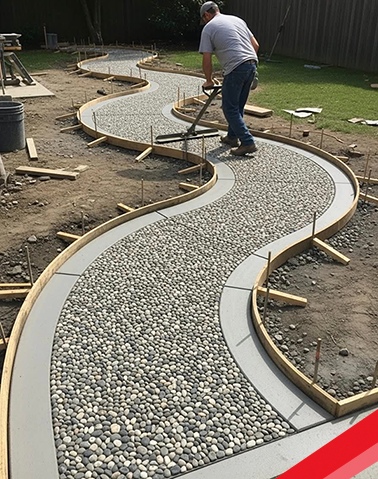 Concrete Walkway with Exposed Stone Finish