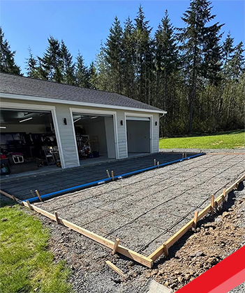 New concrete three car driveway in Redmond