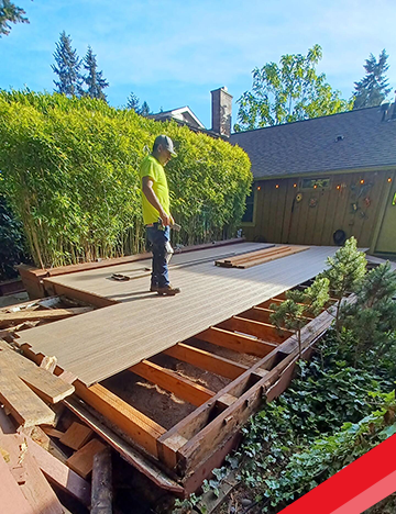 New Deck Wood Construction in Bellevue